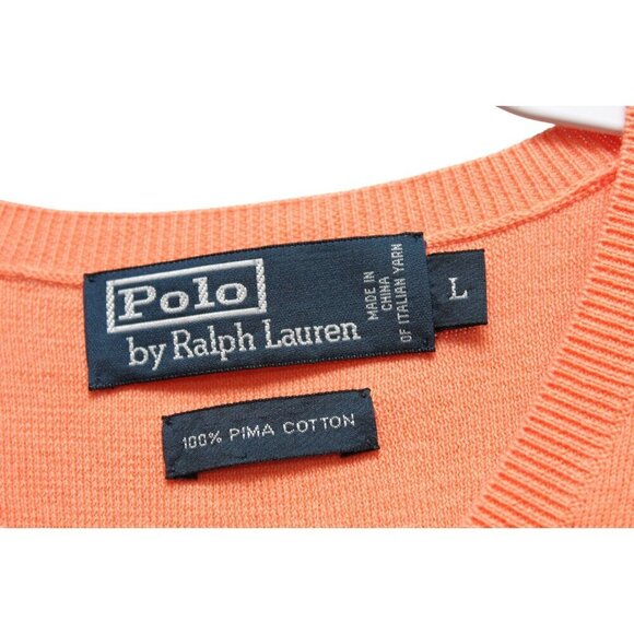 Polo Ralph Lauren Mens Sweater Vest Size Large Orange Pima Cotton Classic Preppy - Picture 8 of 11